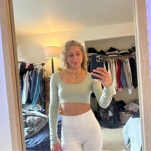 light green cropped cotton long sleeve, only worn once! size S